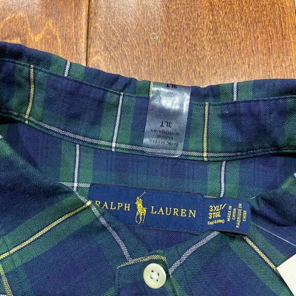 Polo Ralph Lauren Big & Tall Navy Green Button Front Casual Shirt Men's Size 3XL - Picture 4 of 9